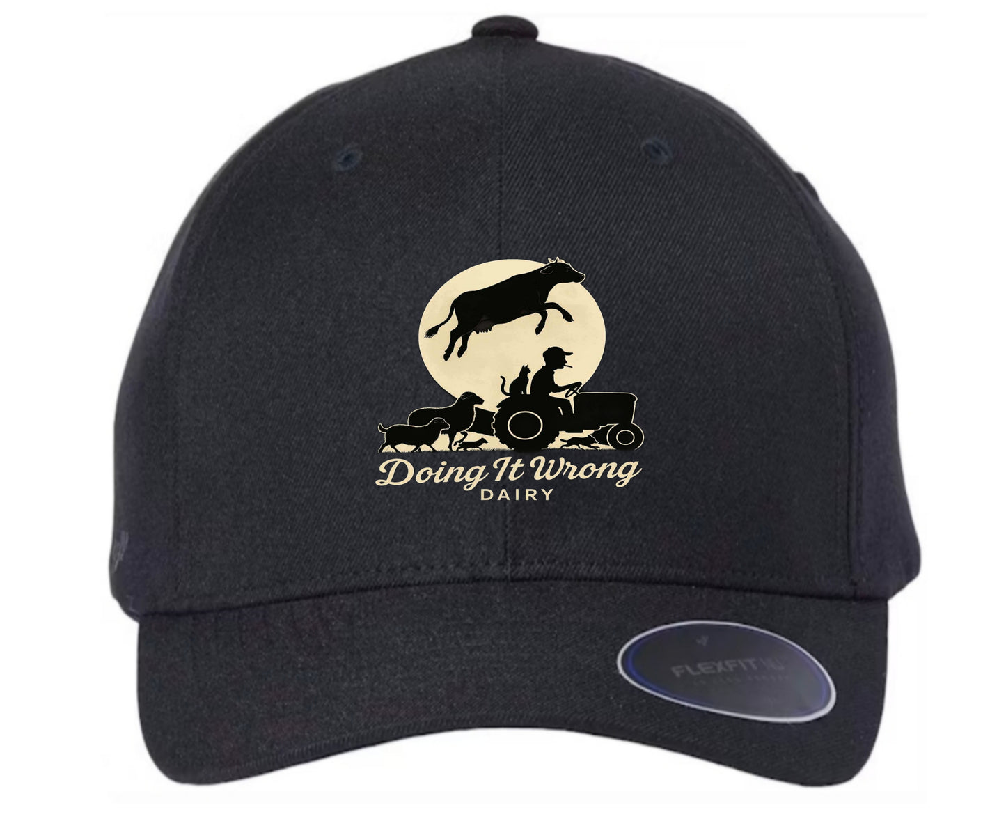 Doing It Wrong Dairy, Moon Logo - Flexfit 6100NU