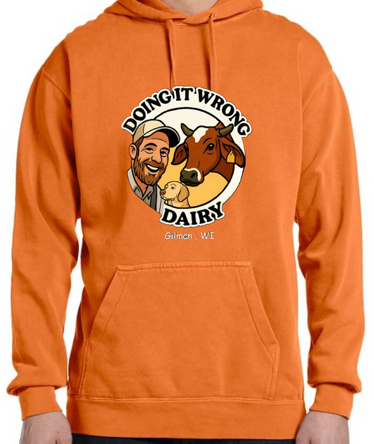 Comfort Colors Hoodie- Doing It Wrong Dairy, Orange