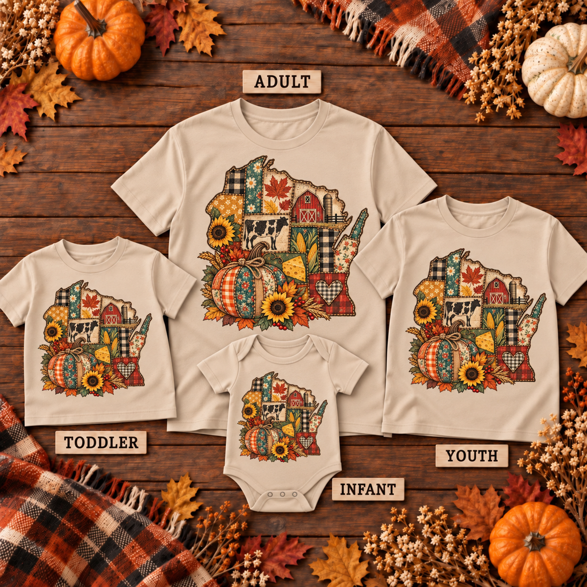 Fall Patchwork Wisconsin Top