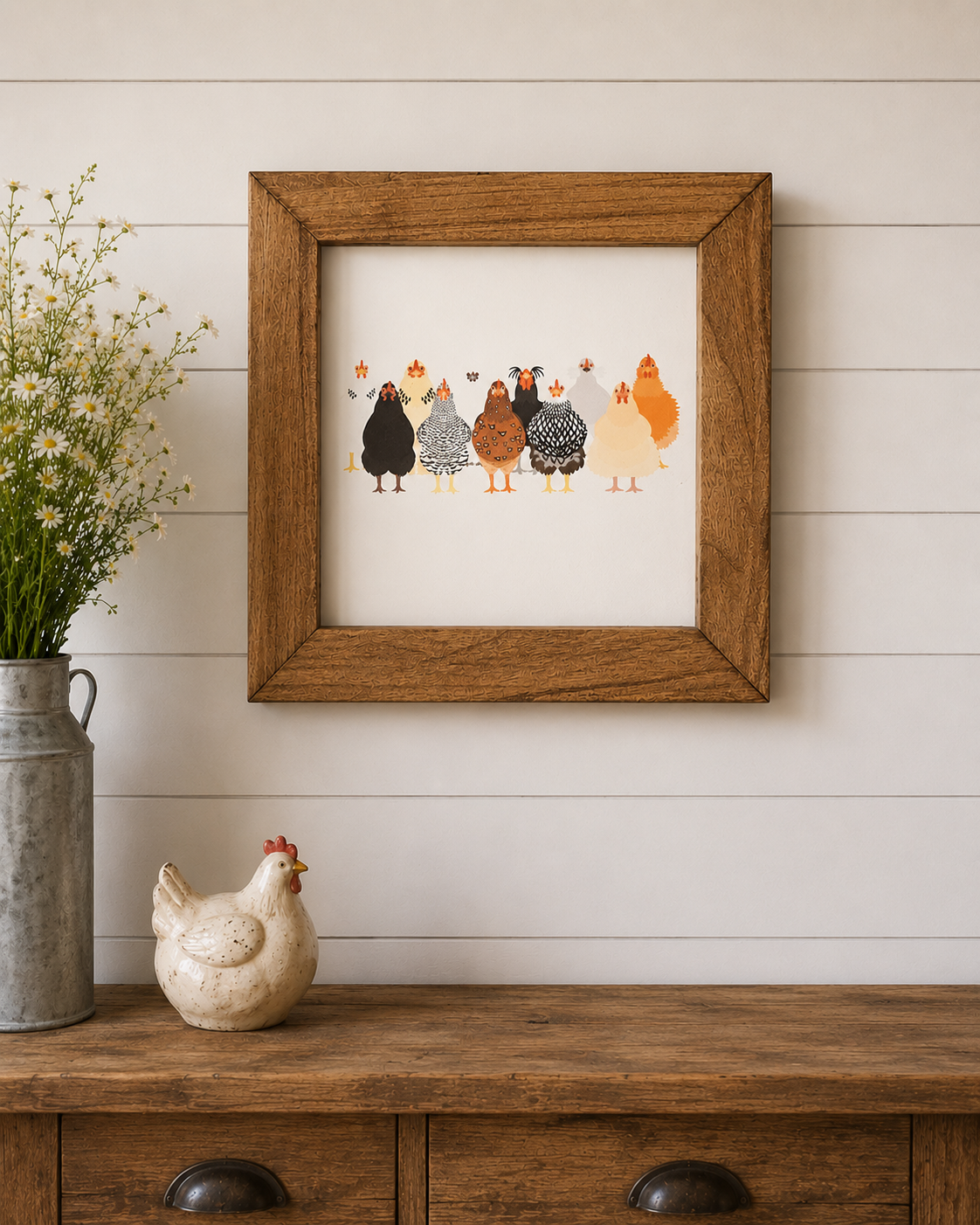Chicken Breeds Framed Canvas Decor