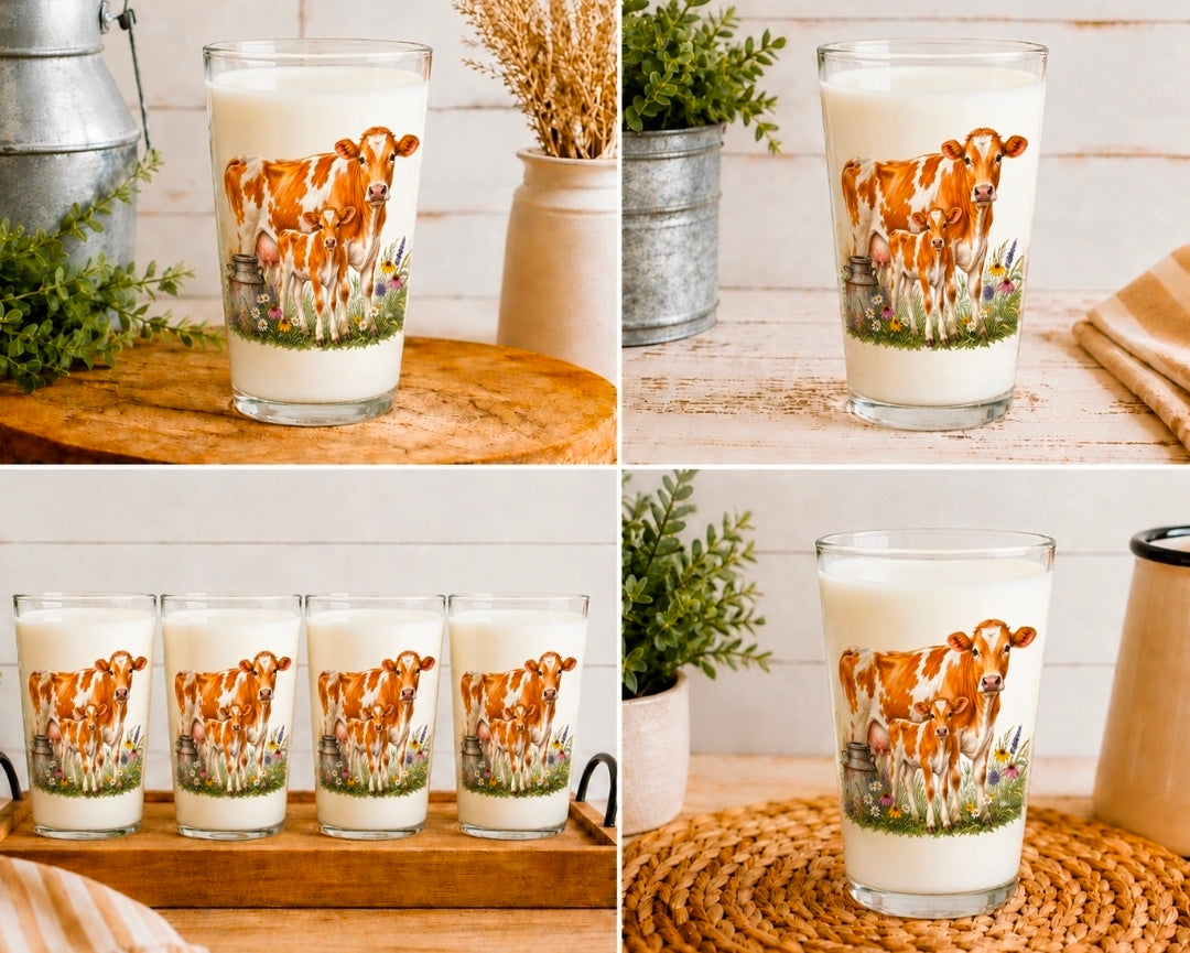 Guernsey Cow Calf Drinking Glasses