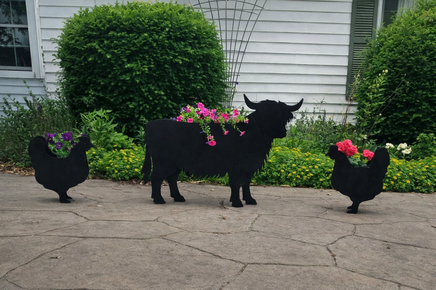Farm Animal Siloutte Flower Planter, Garden Decor