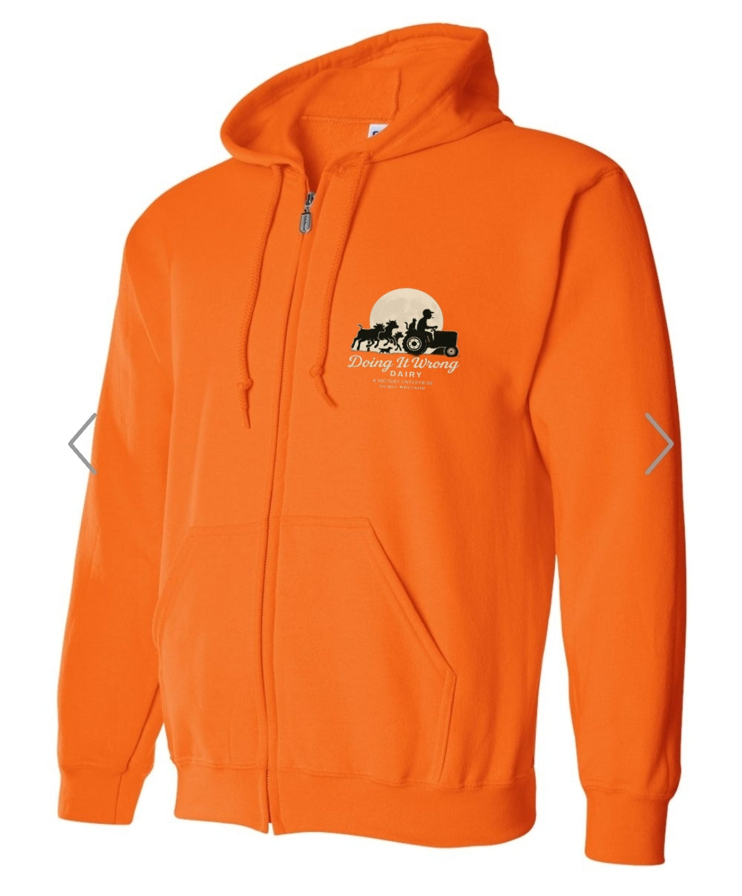 Gildan
Unisex Heavy Blend™ Full-Zip Hooded Sweatshirt - 18600 Doing It Wrong Dairy, Tractor Animals Chasing Logo