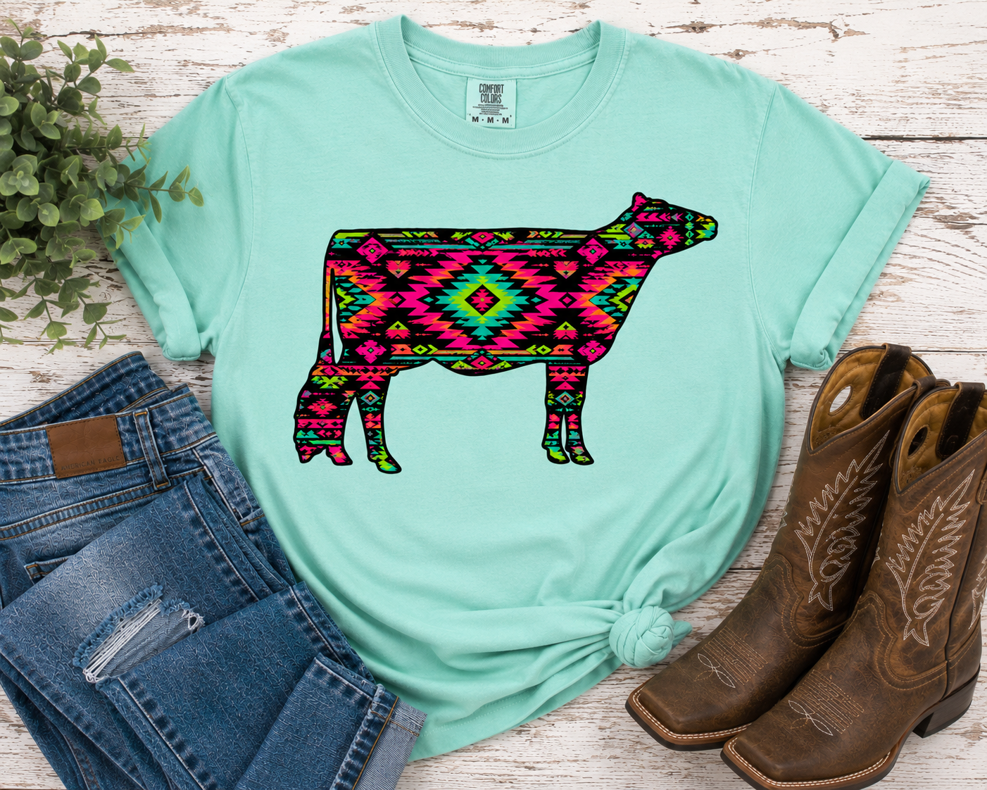 Dairy Siloutte Neon Atzec Chalky Mint T-Shirt