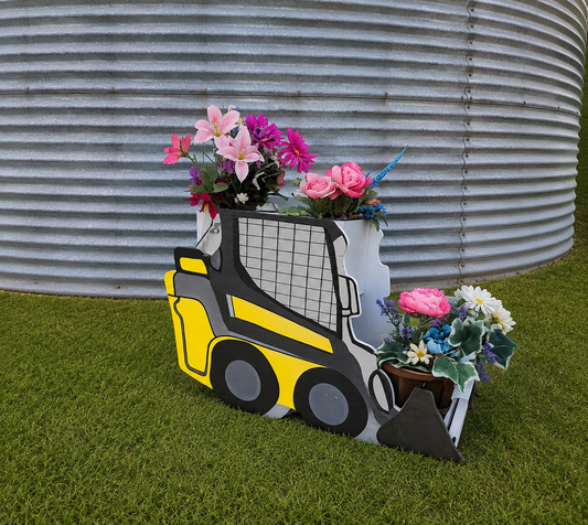 Skid Steer Wood Yard Art Flower Planter