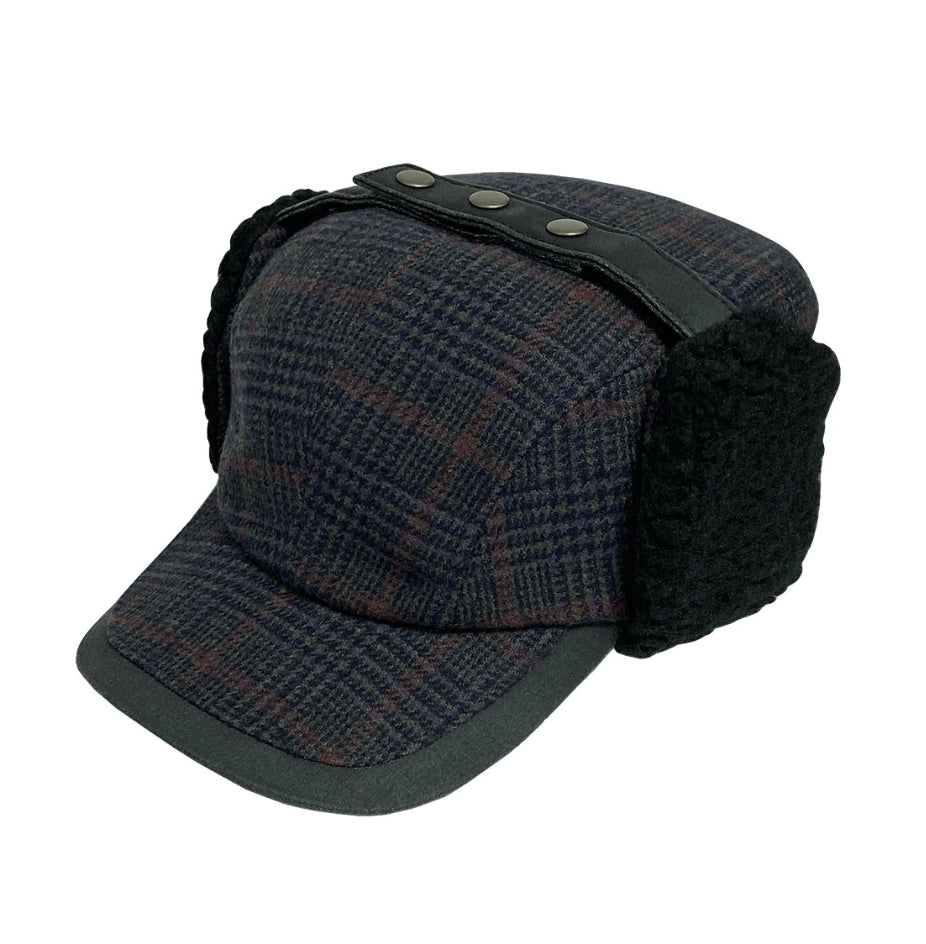 Grey Plaid Winter Work Cap