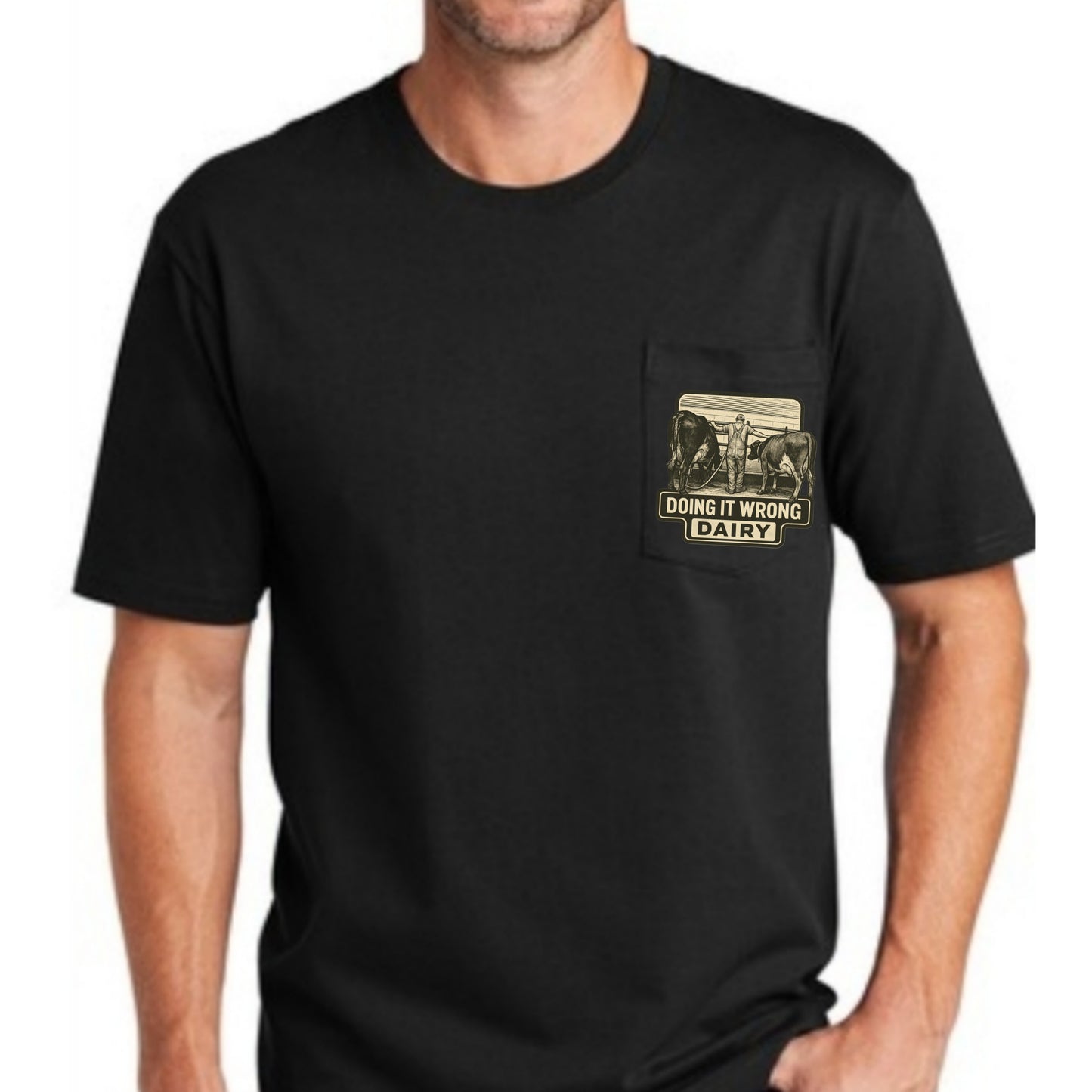 Heavy Cotton Pocket T-Shirt, Thomas Eddison Ideas Phrase- Black
