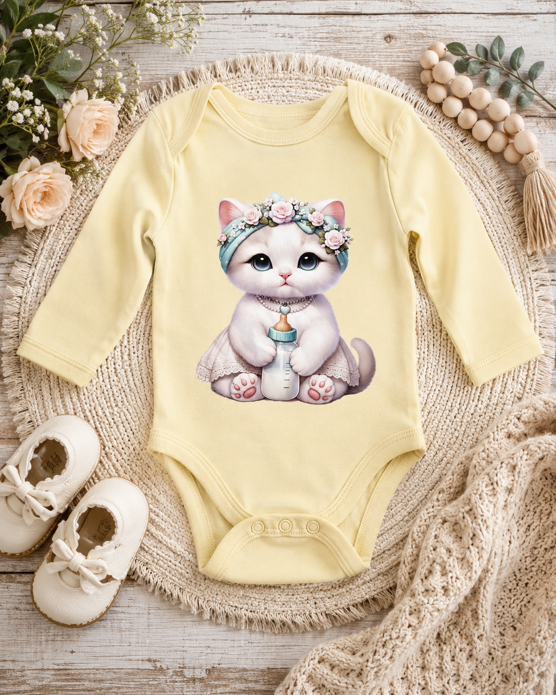 Kitten with Bottle Long-Sleeve