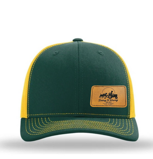 Doing it Wrong Dairy, Leather Patch - Richardson 112 Trucker Cap
