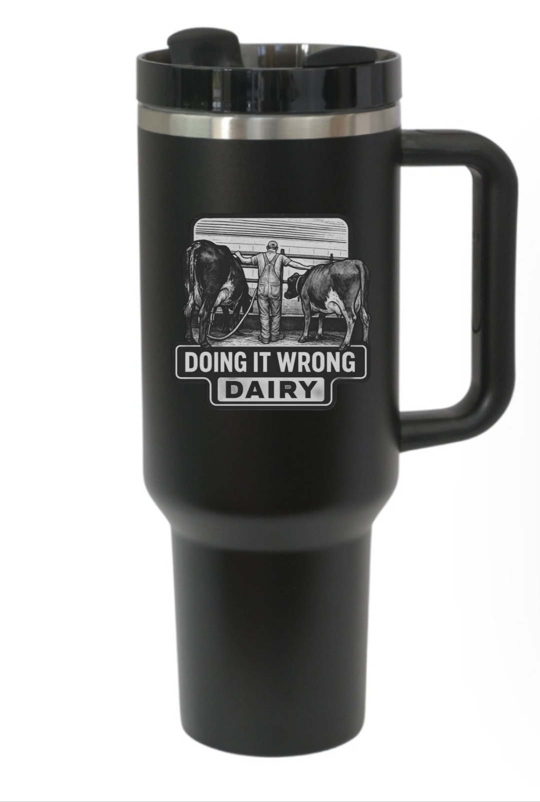 40 OZ Tumbler - Doing It Wrong Dairy Grey Logo