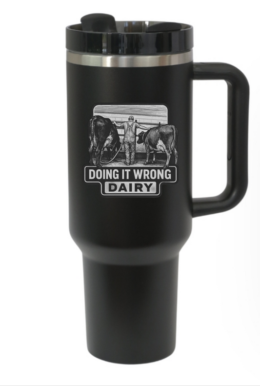 40 OZ Tumbler - Doing It Wrong Dairy Grey Logo