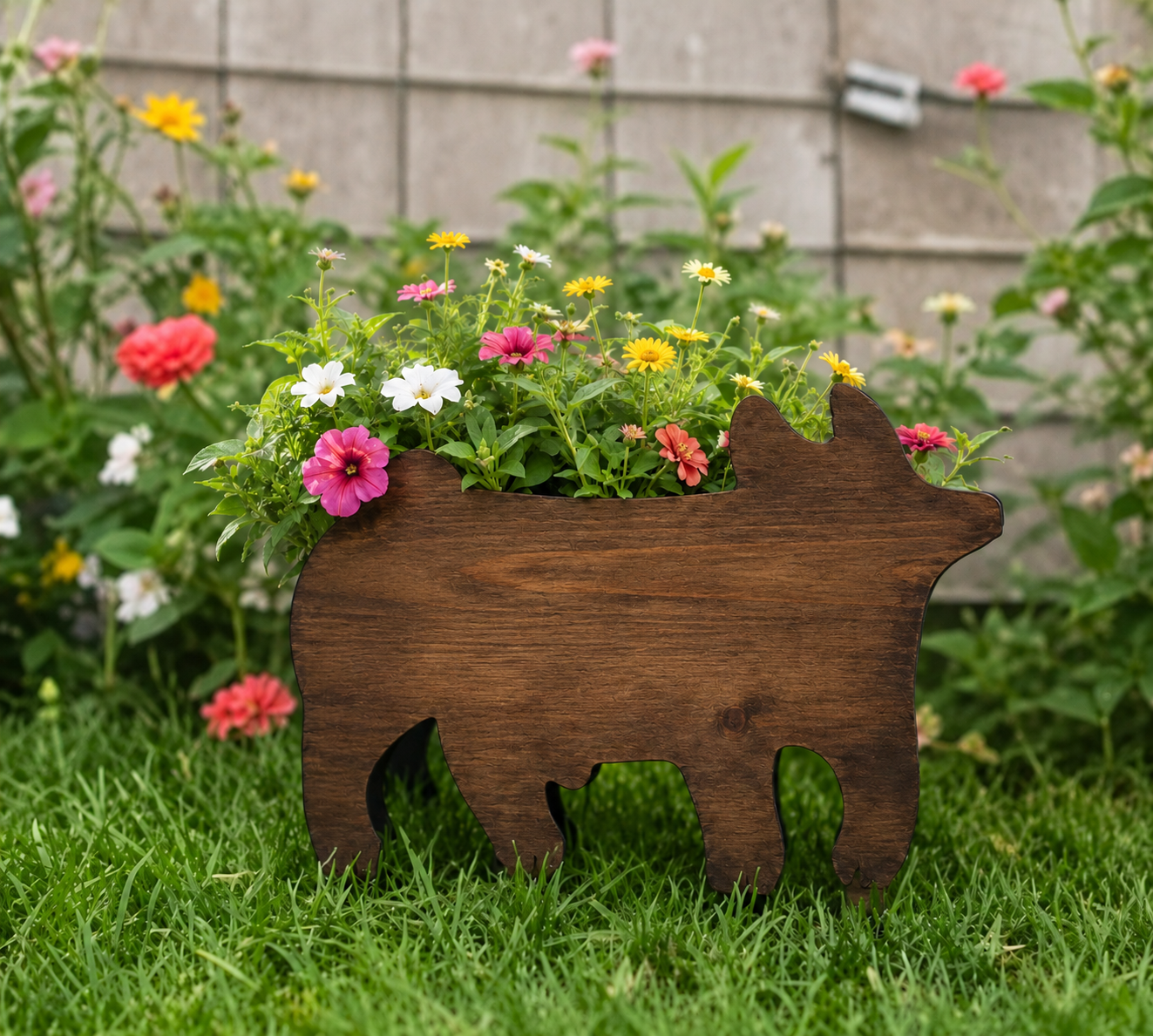 Farm Animal Siloutte Flower Planter, Garden Decor