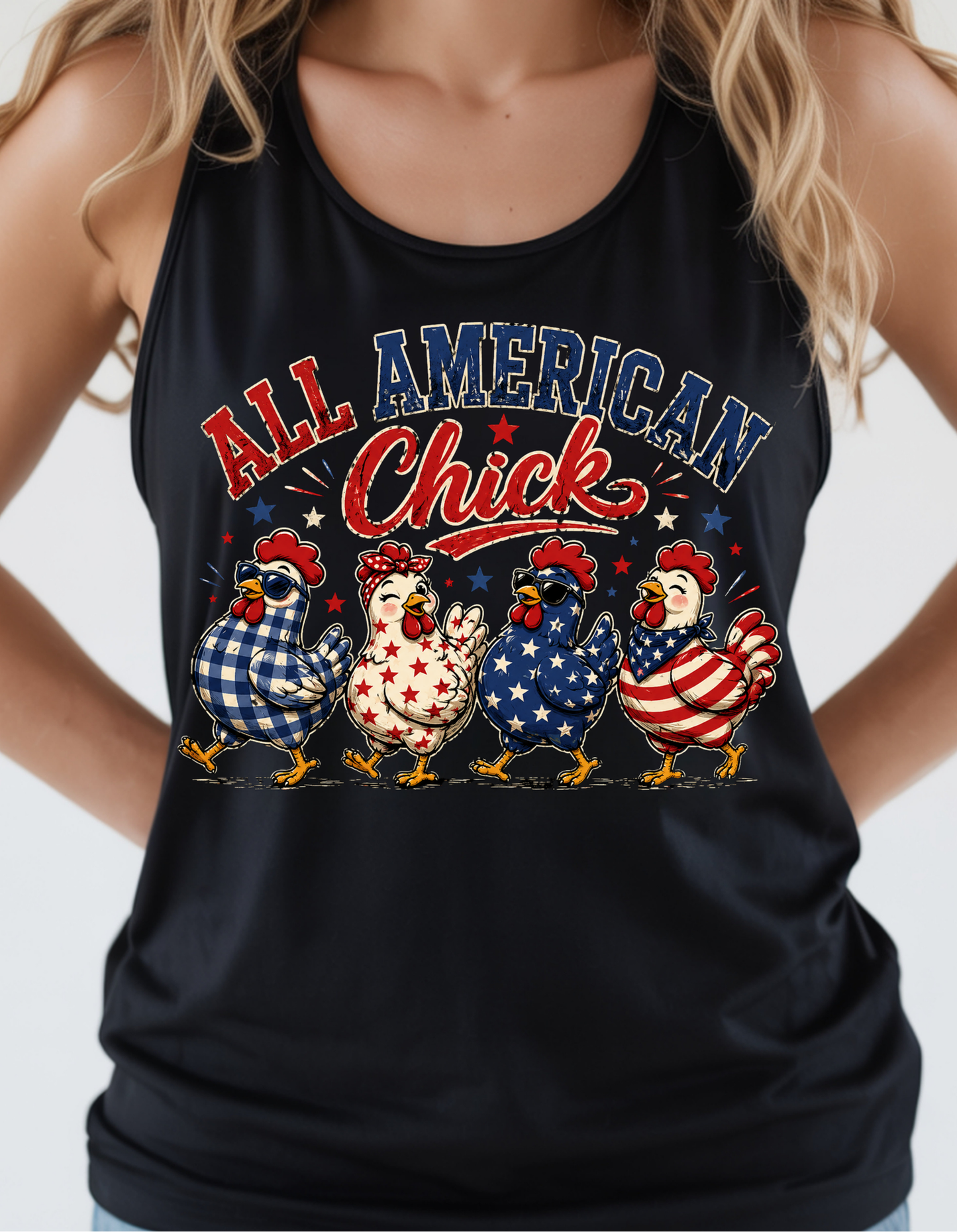 Women's Tank Top ~ All American Chick  🇺🇸✨️🐥🇺🇲