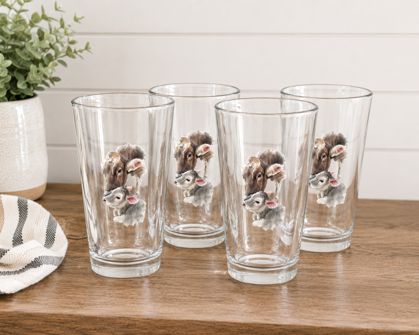Pint Brown Swiss Cup / Drinking Glass