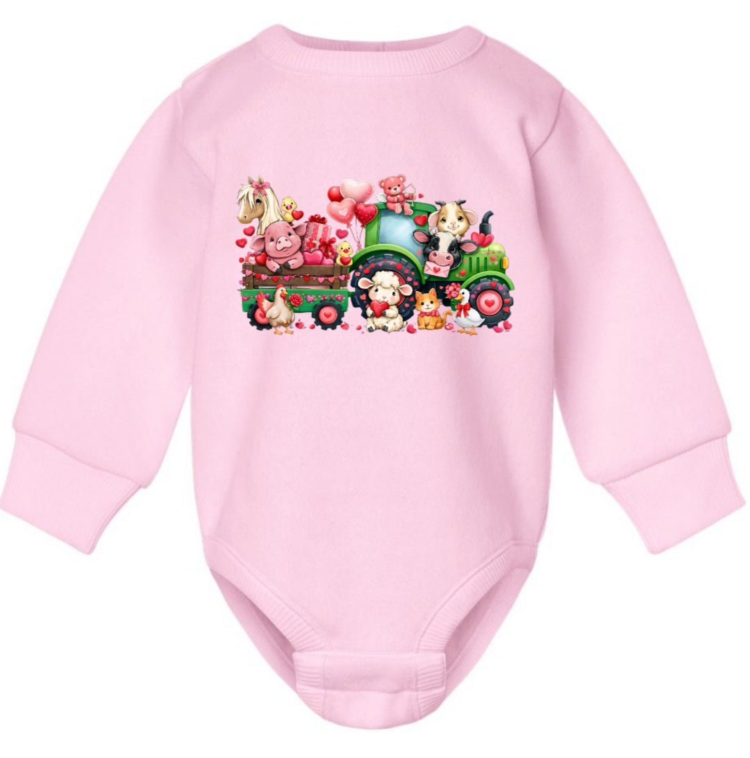 Be My Valentine Infant Onesie Farm Animals