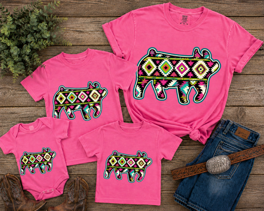 Aztec Show Pig Shirt Neon
