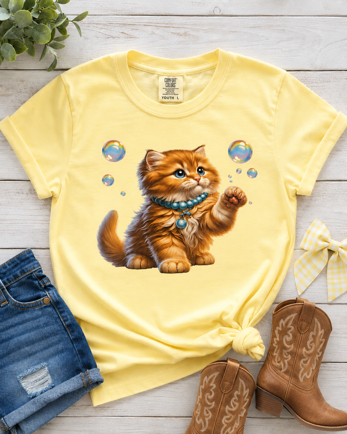 Kitten Bubbles T-shirt Youth Girls