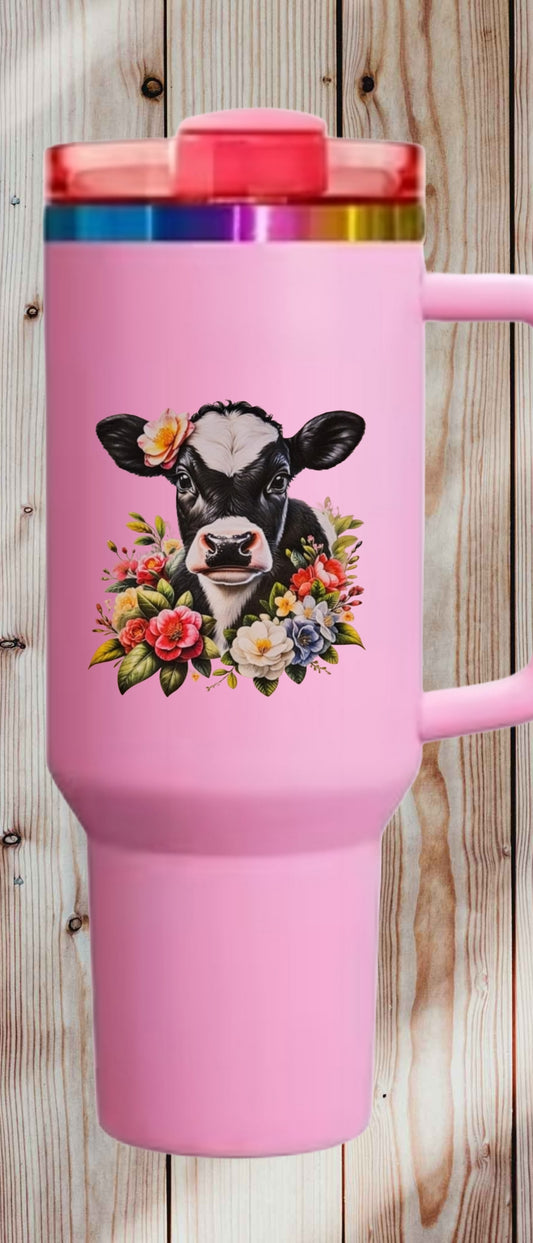 Holstein Floral Calf 40oz Tumbler, Dishwasher Safe