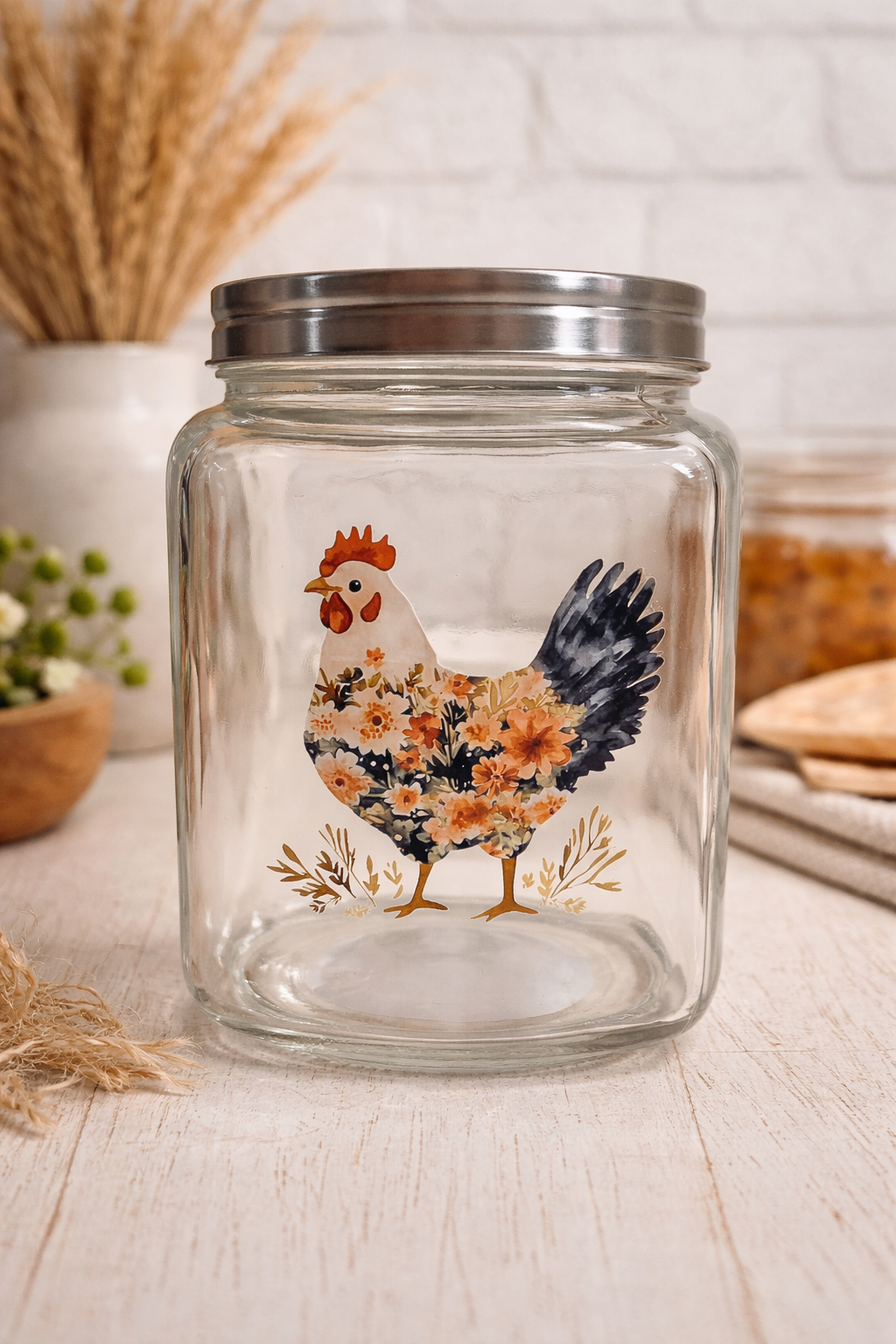 Multi-Use Storage Container, Floral Chicken Decal