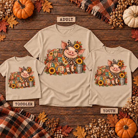 Fall Patchwork Pig T-Shirt / Sweater