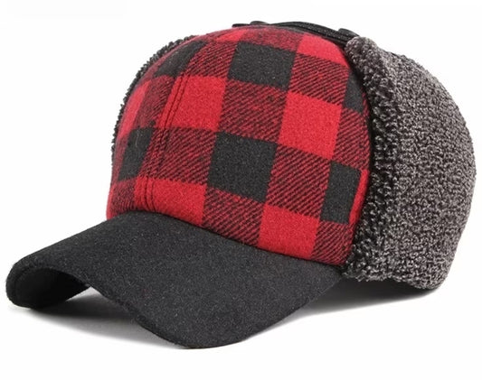 Buffalo Plaid Winter Cap with EarFlaps size Large Blank