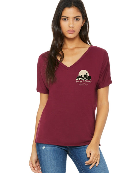Doing It Wrong Dairy-BELLA 8815 Womens Flowy V Neck T Shirt