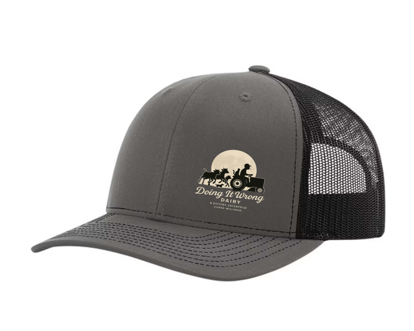 Richardson 112 Trucker Hat, Charcoal/Black