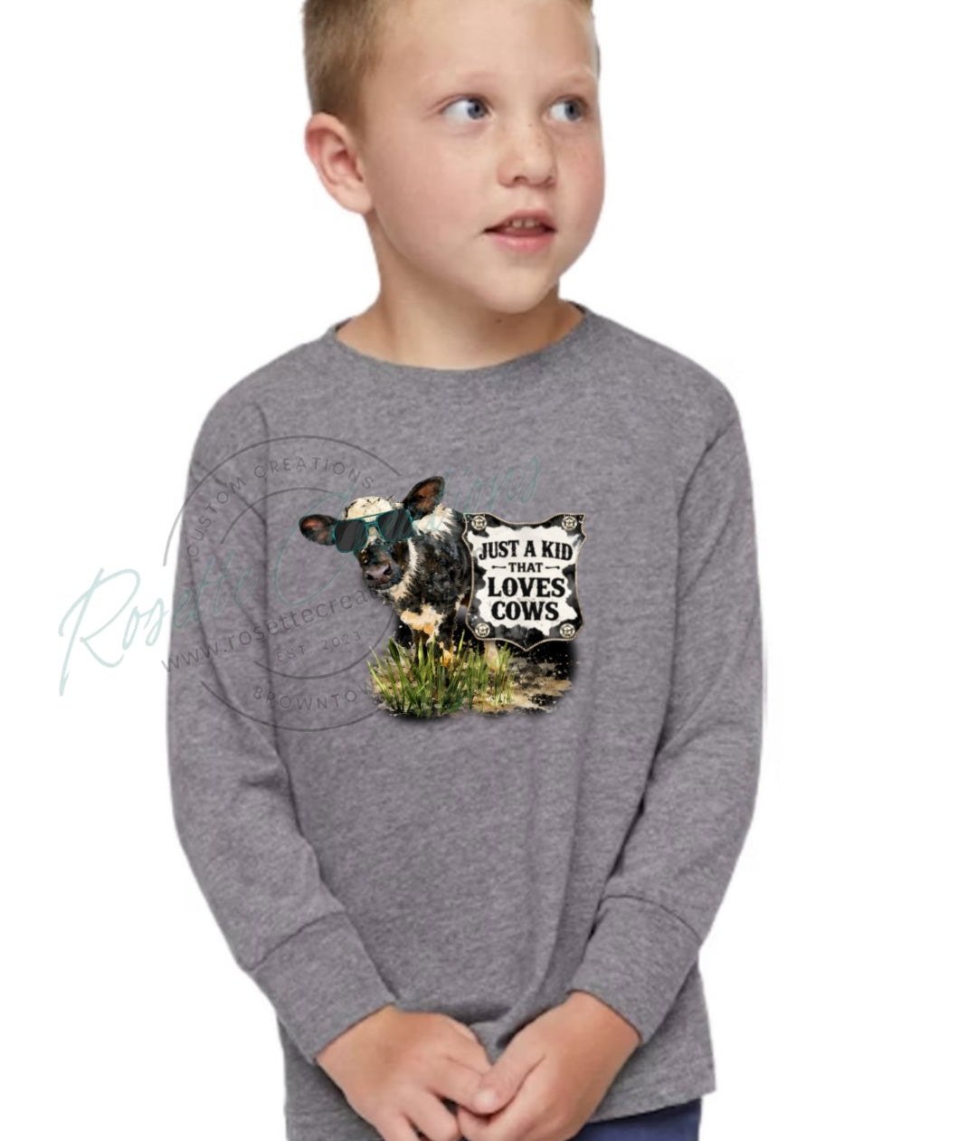 Just A Kid That Loves Cows Crewneck or Longsleeve