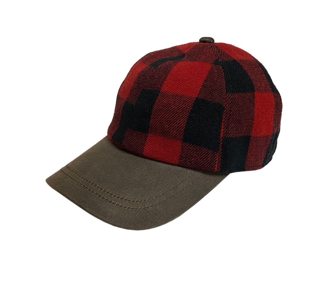 Timber Buffalo Plaid Ball Cap with Inside Earflaps