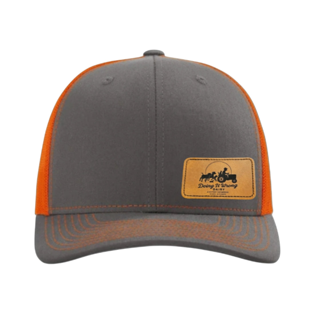 Doing it Wrong Dairy, Leather Patch - Richardson 112 Trucker Cap