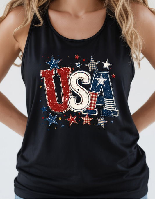 Women's Tank Top ~ USA 🇺🇸🇺🇲 Patchwork