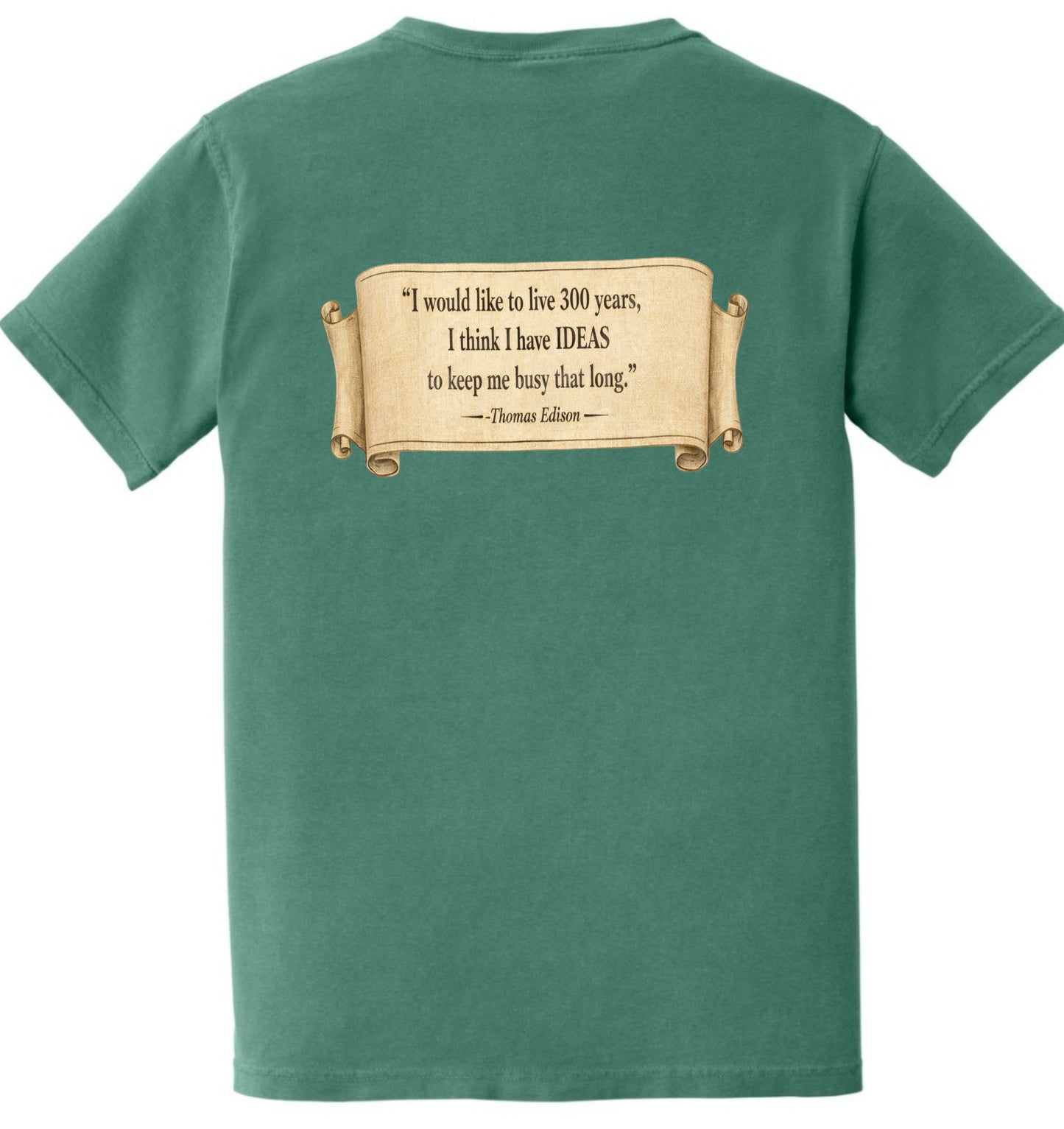 Heavy Cotton Pocket T-Shirt, Thomas Eddison Ideas Phrase- Black