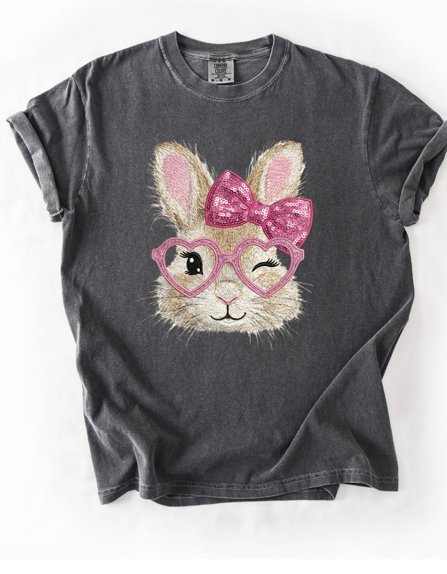 Cute Bunny T-Shirt - Winking Bunny with Bow