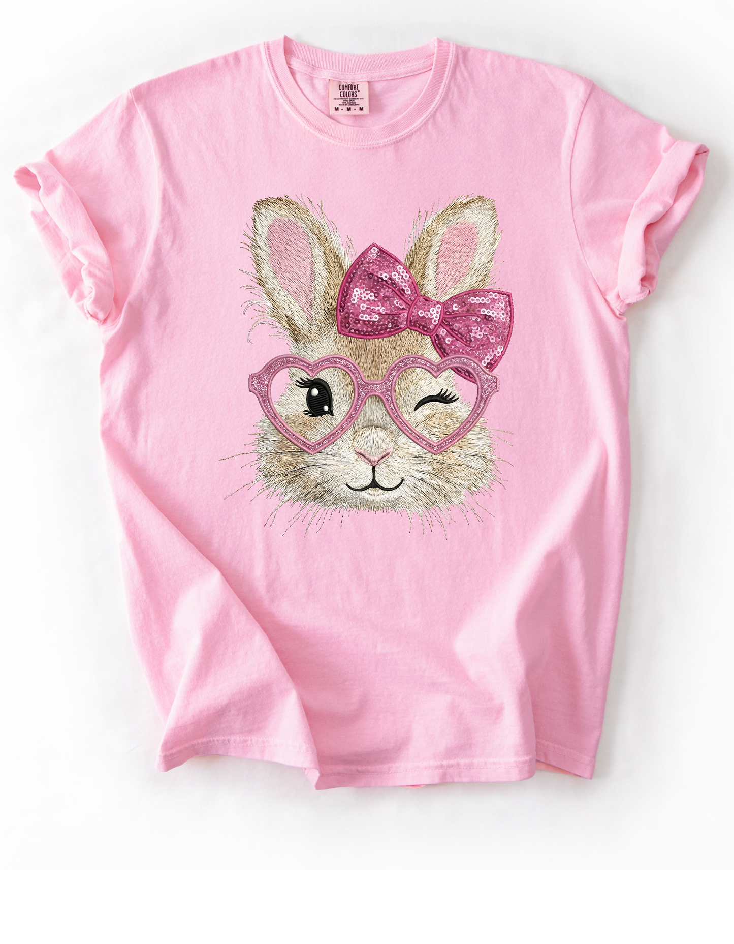 Cute Bunny T-Shirt - Winking Bunny with Bow