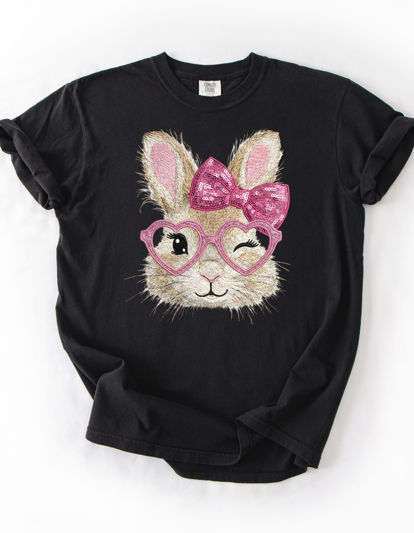 Cute Bunny T-Shirt - Winking Bunny with Bow