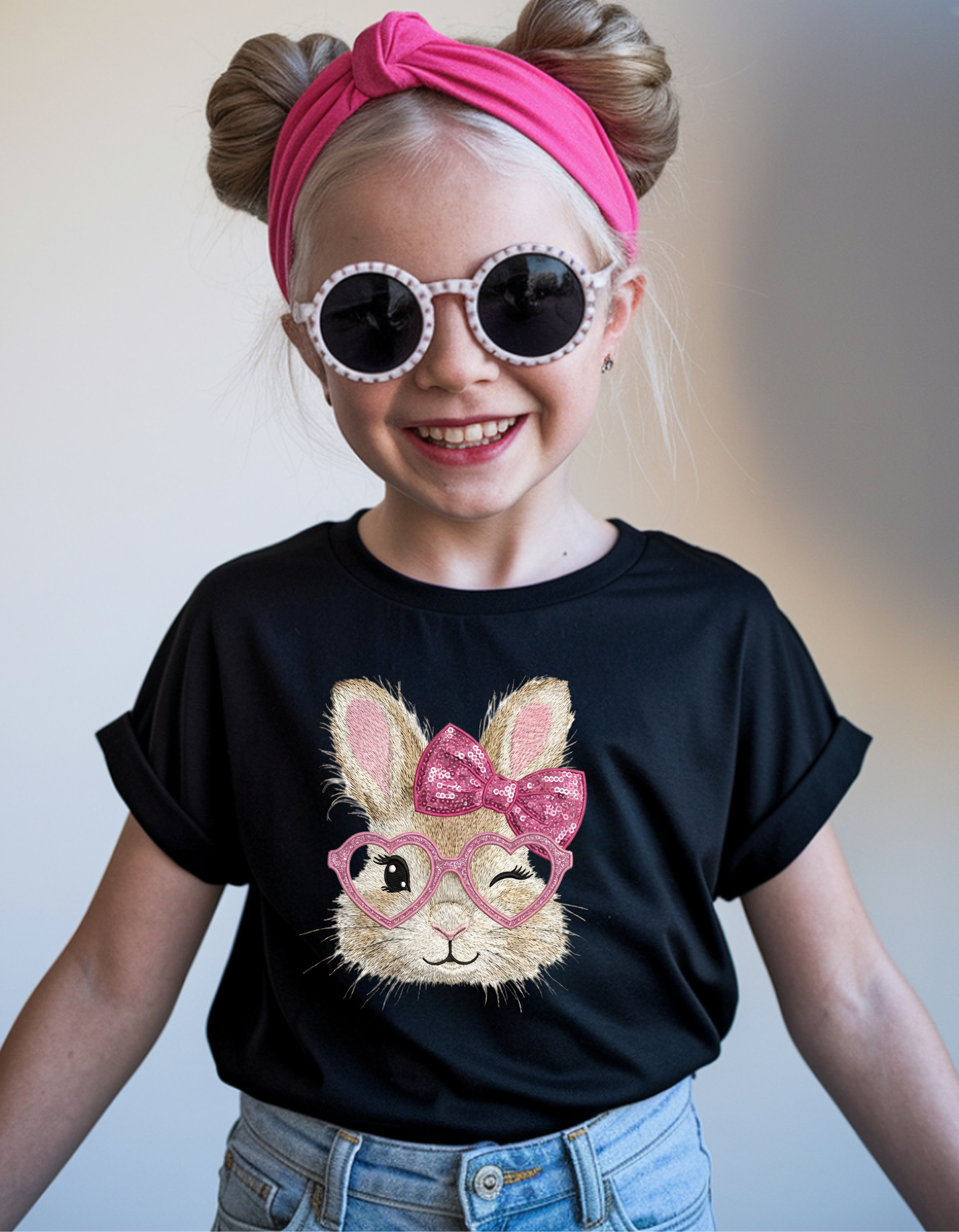 Cute Bunny T-Shirt - Winking Bunny with Bow